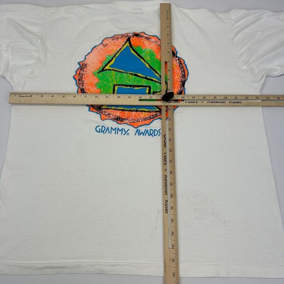 Vintage Grammy Awards Logo T Shirt Mens X-Large 90s Music Made In USA Tee White - Picture 13 of 13